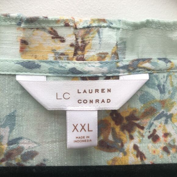 Lauren Conrad Blouse Womens 2XL Cottage Core Ruffle Button Front Long Sleeve Top - Picture 8 of 11